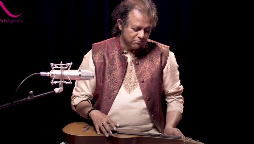 Debashish Bhattacharya and his slide guitar
