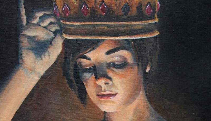 Self portrait of Kate Griffin wearing a crown and holding a lit candle, inspired by the song "Invisible Empire" by KT Tunstall.
