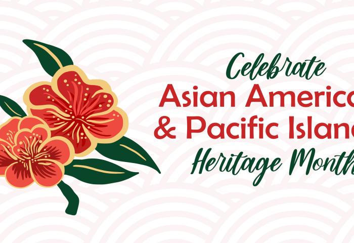 Asian American, Pacific Islander Heritage month vector banner with oriental wave pattern back