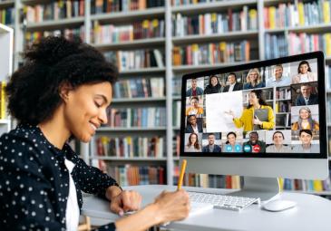 GIRL ON ONLINE CONFERENCE CALL